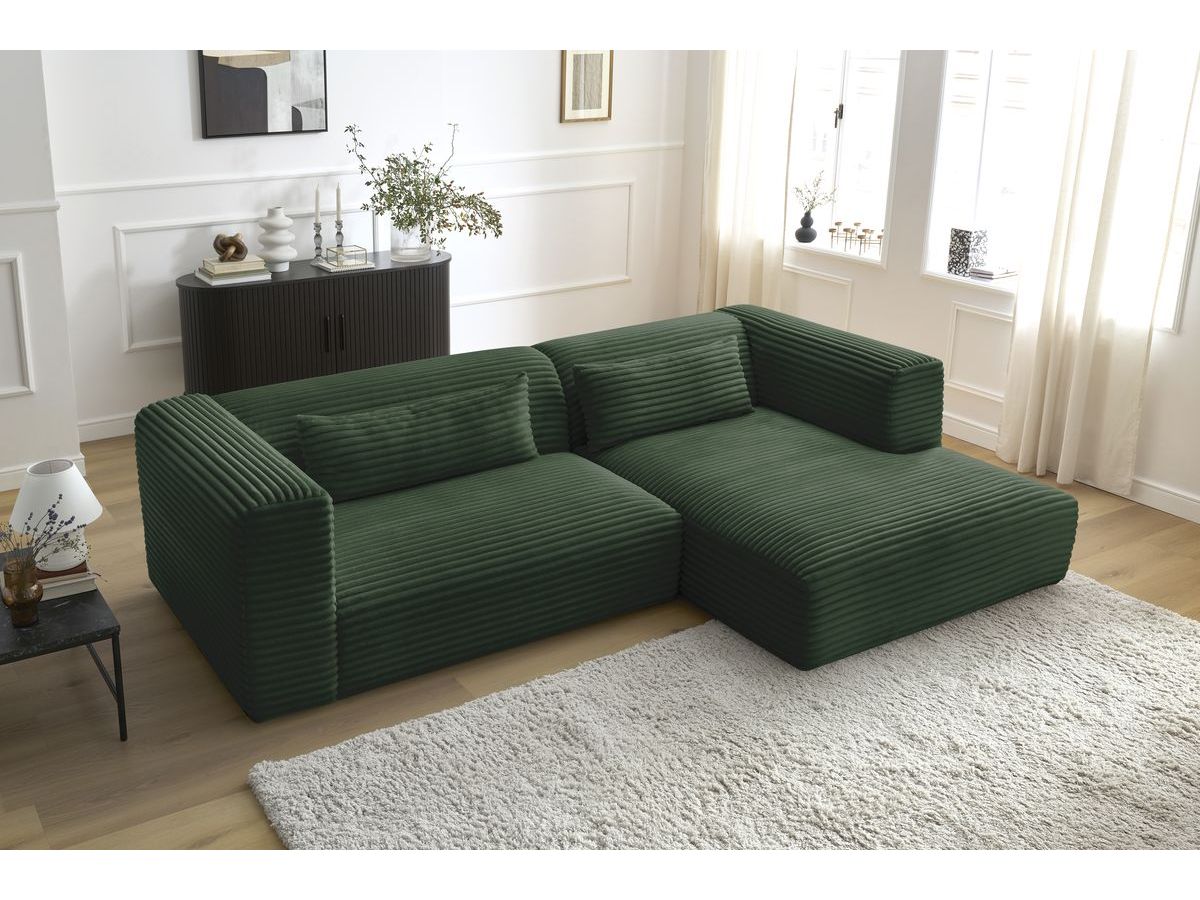 Bobochic Harry Ecksofa Breitcord weich Grün Ecke rechts