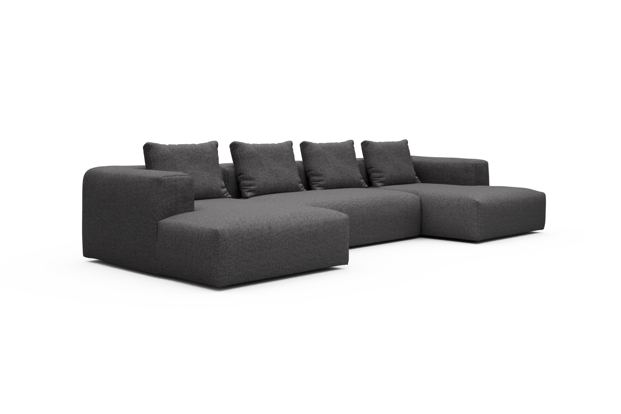Wohnlandschaft Fred mit 2-Sitzer und Chaiselongue beidseitig Sama-Antracite
