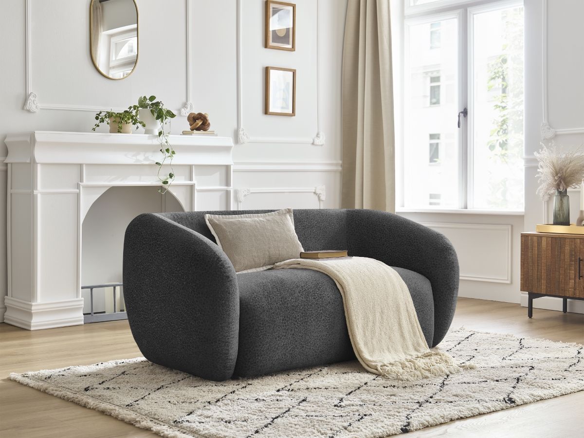 Bobochic Celine Sofa 2-Sitzer Strukturstoff Dunkelgrau
