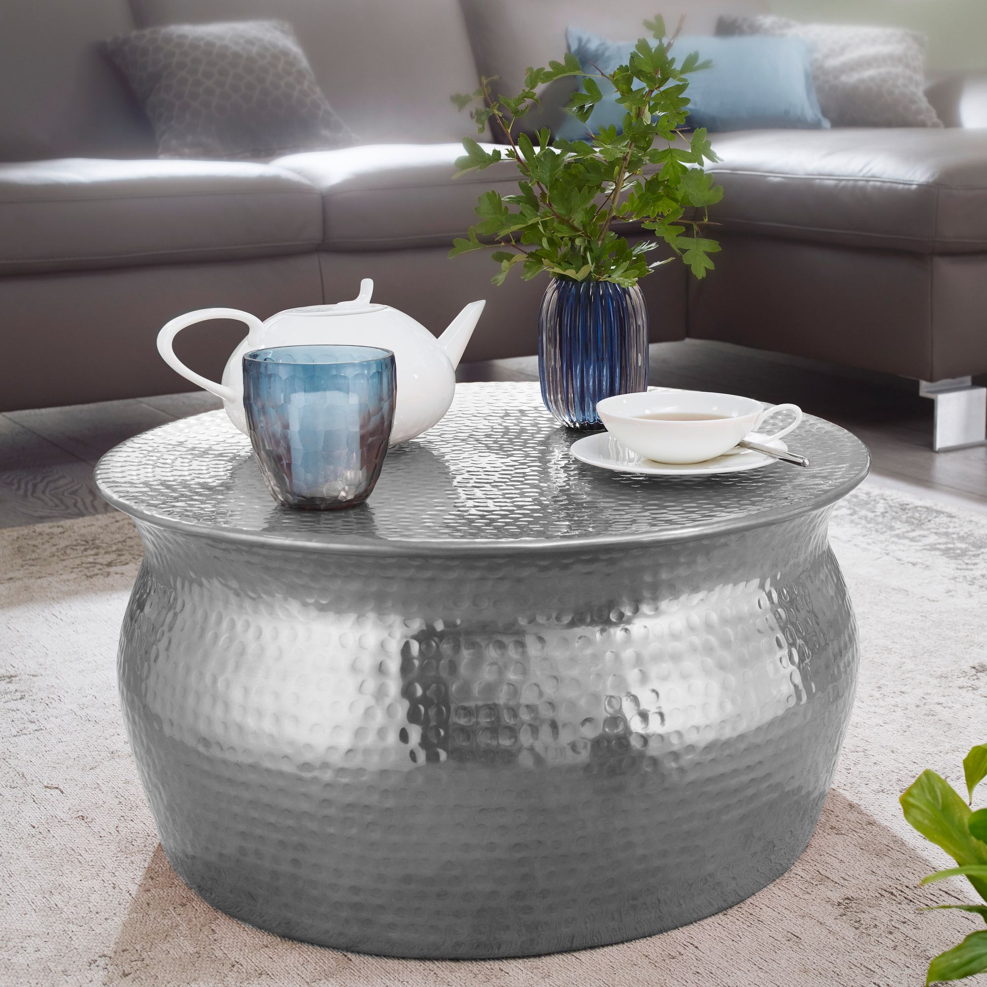 Couchtisch Selfoss Aluminium Silber Ø 60 cm