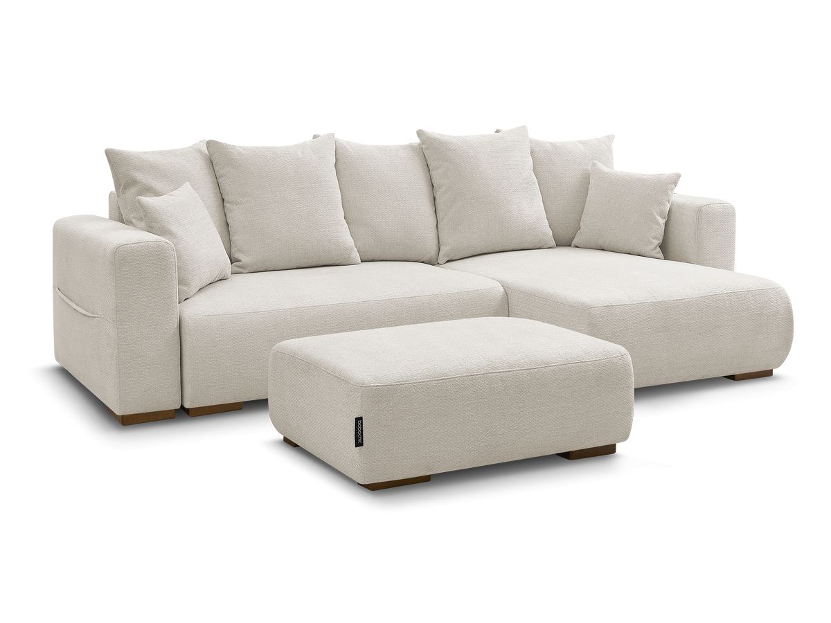 Bobochic Sidonie Ecksofa mit Schlaffunktion und Bettkasten und Pouf