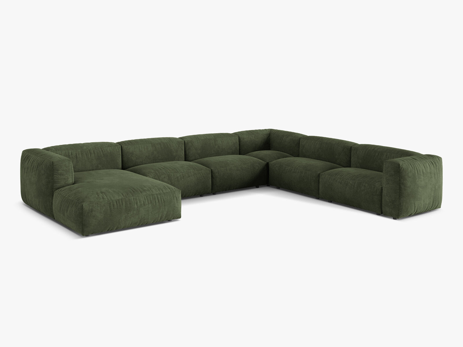 Micadoni modulares Ecksofa XL Martina 6-Sitzer Rechts Samt Vogue Grün