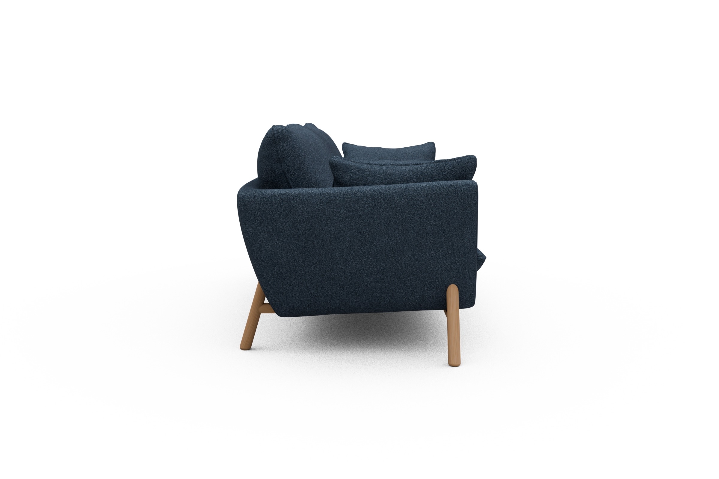 Sofa Emil 3-Sitzer Beinfarbe Eiche Natur Boucle-Blue
