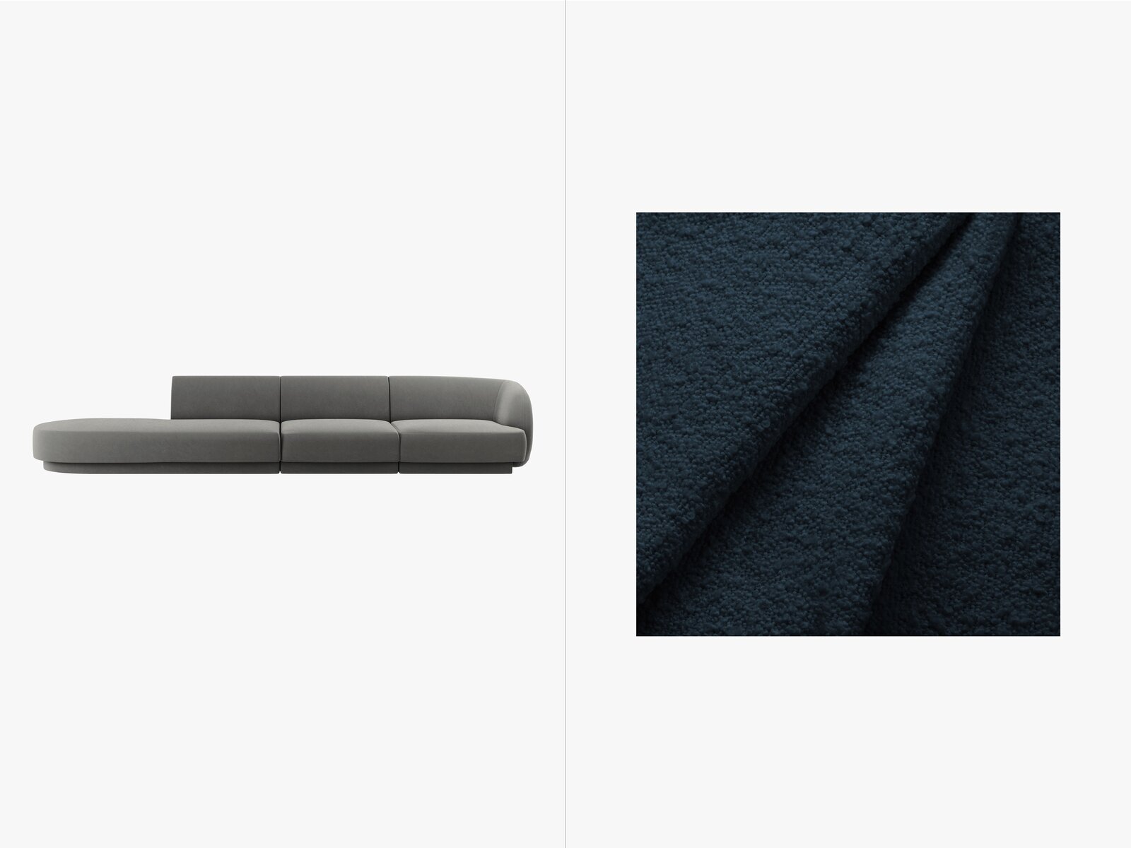 Micadoni Sofa Miley 4-Sitzer Links Boucle Baloo Dunkelblau