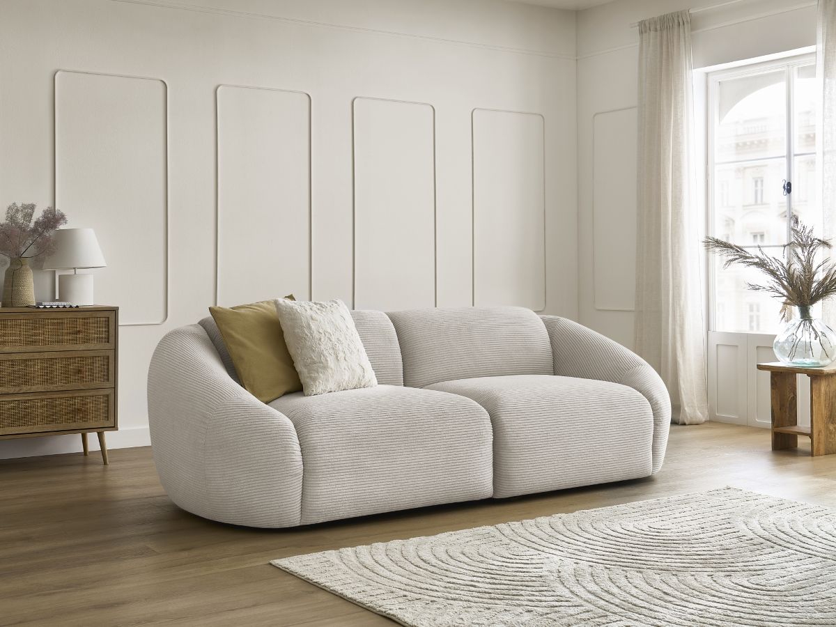 Bobochic Tina Sofa 3-Sitzer Cordsamt Beige