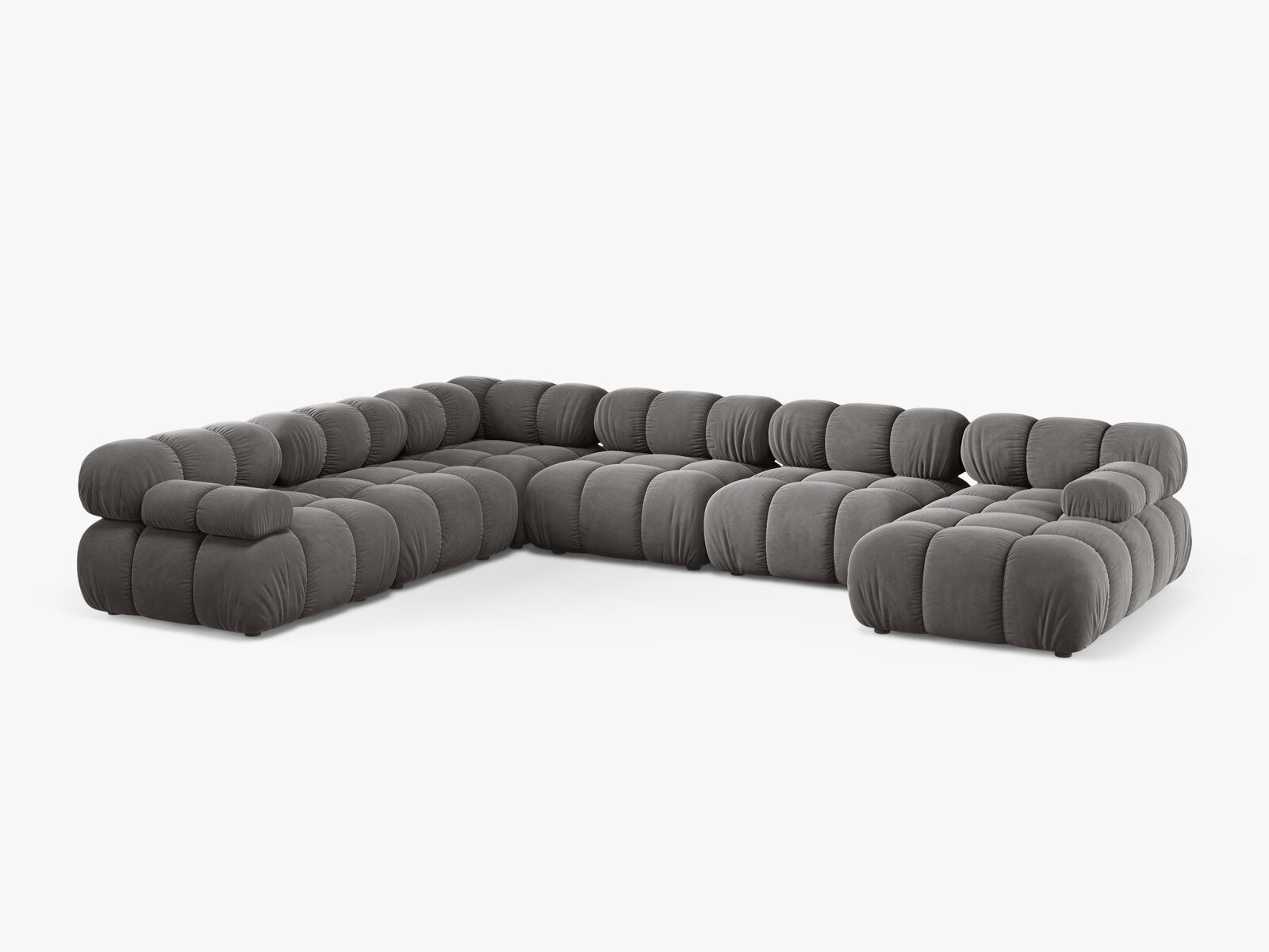 Micadoni Modulares Panorama Ecksofa Bellis 8-Sitzer Links Samt Bluvel Hellgrau