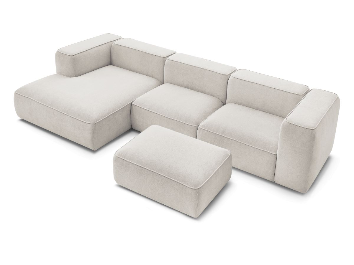 Bobochic Zephyr Ecksofa mit Pouf 349 × 165 cm Strukturstoff Beige Ecke links