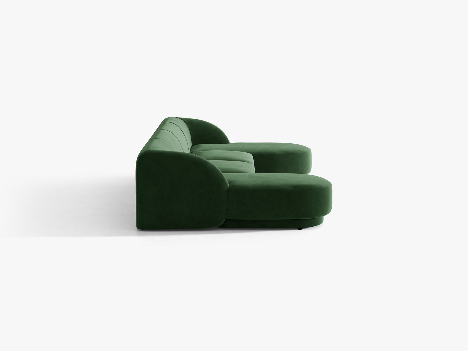 Micadoni Panorama-Sofa Miley 5-Sitzer Samt Venus Flaschengrün