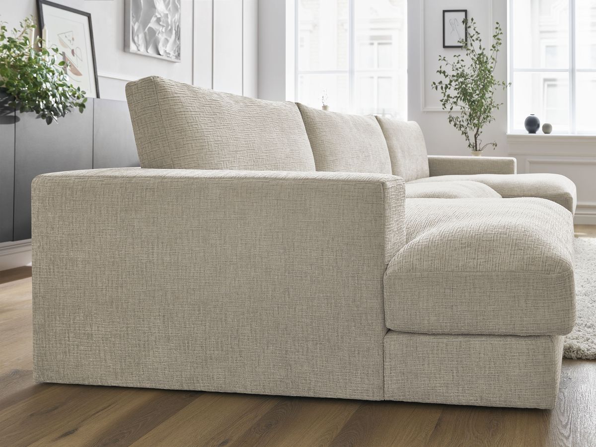 Bobochic Leonard Wohnlandschaft 349 × 159 cm Strukturstoff Beige