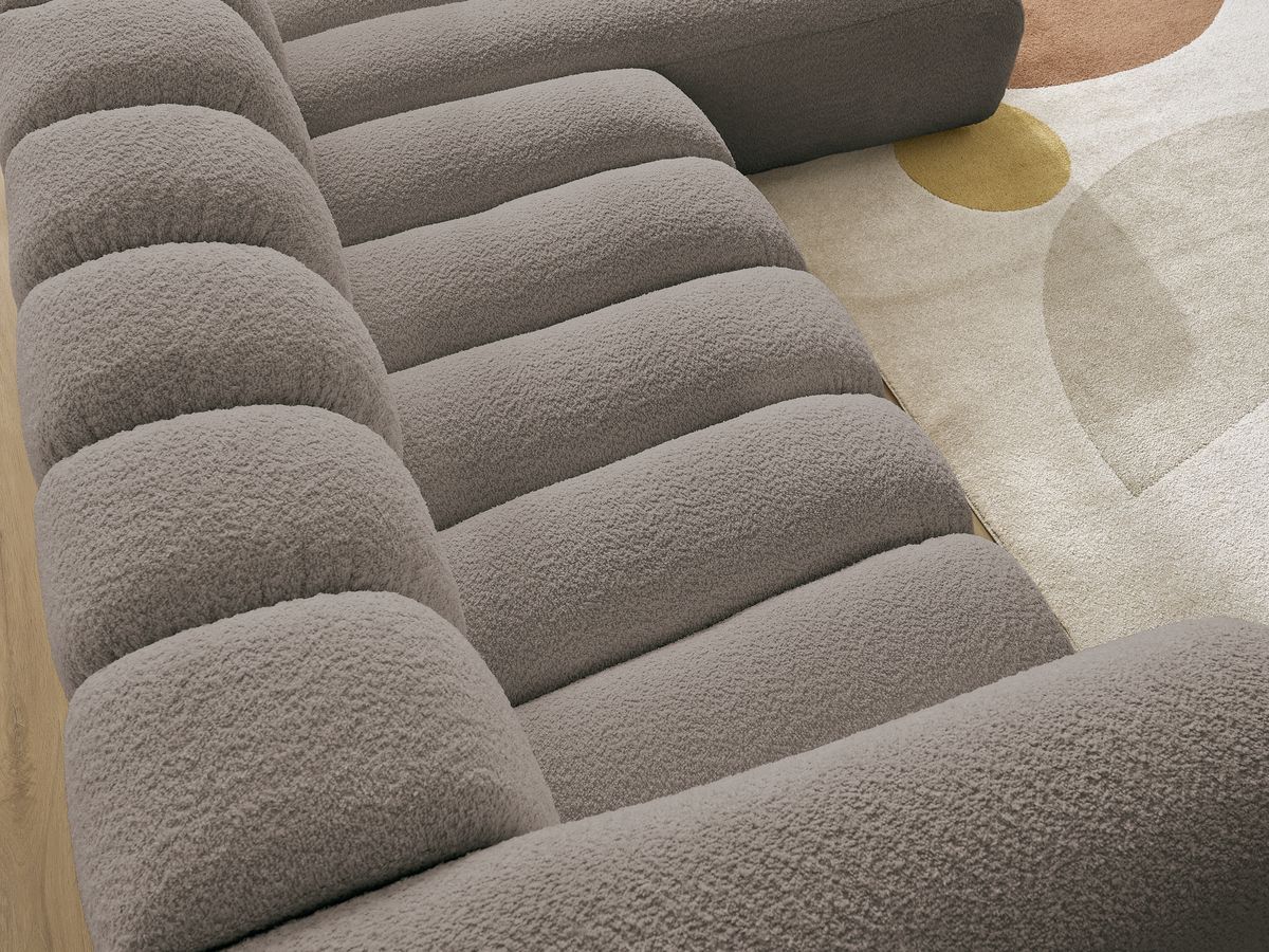 Bobochic Talia Ecksofa Bouclé-Stoff Braun Ecke rechts