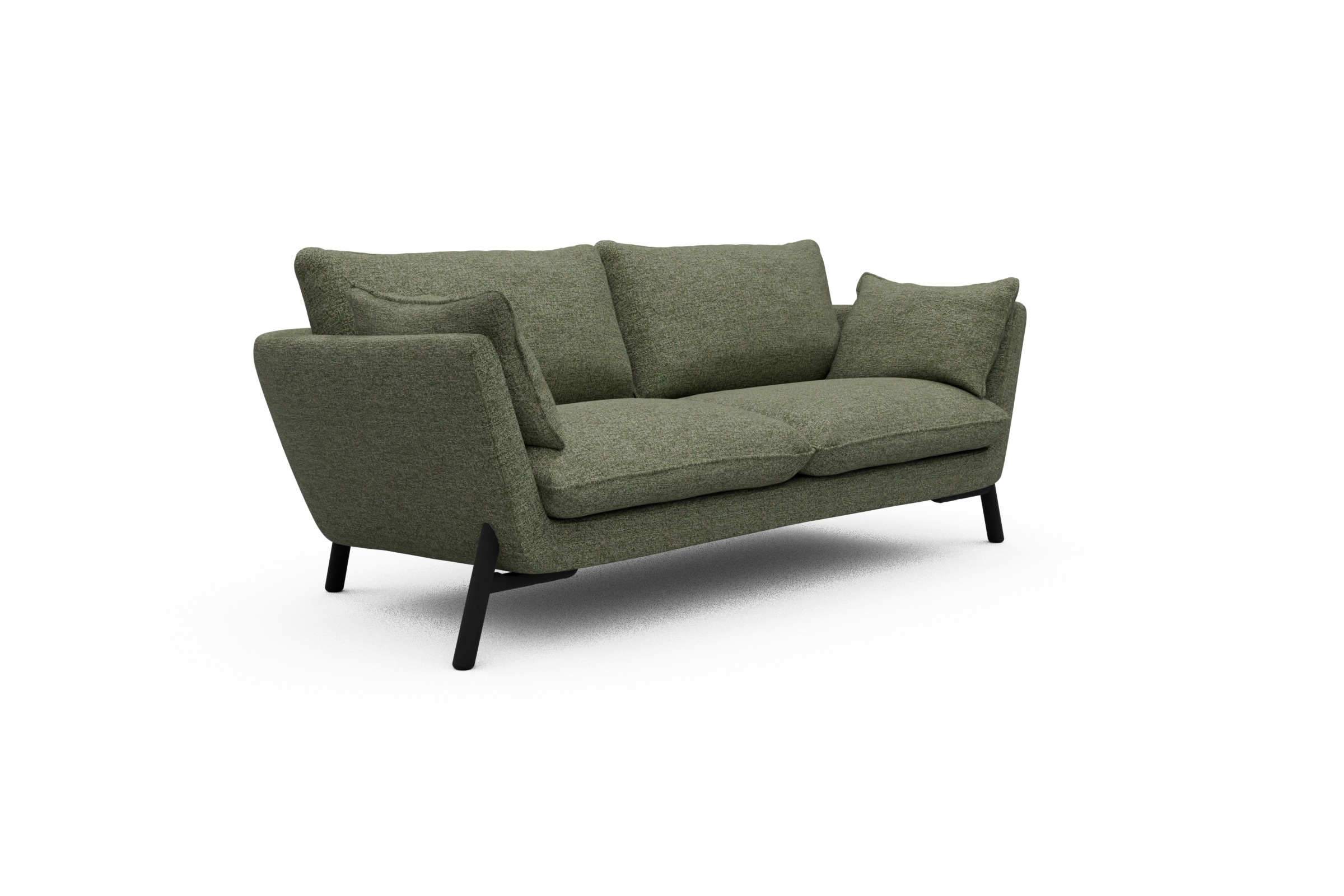 Sofa Emil 2-Sitzer Beinfarbe Eiche Schwarz Carreno-Vivid-Green