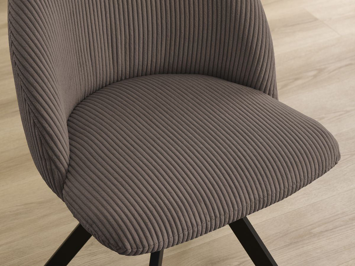 Bobochic Lalie Esszimmerstuhl 4er-Set mit Sternfuß Cordsamt Braun