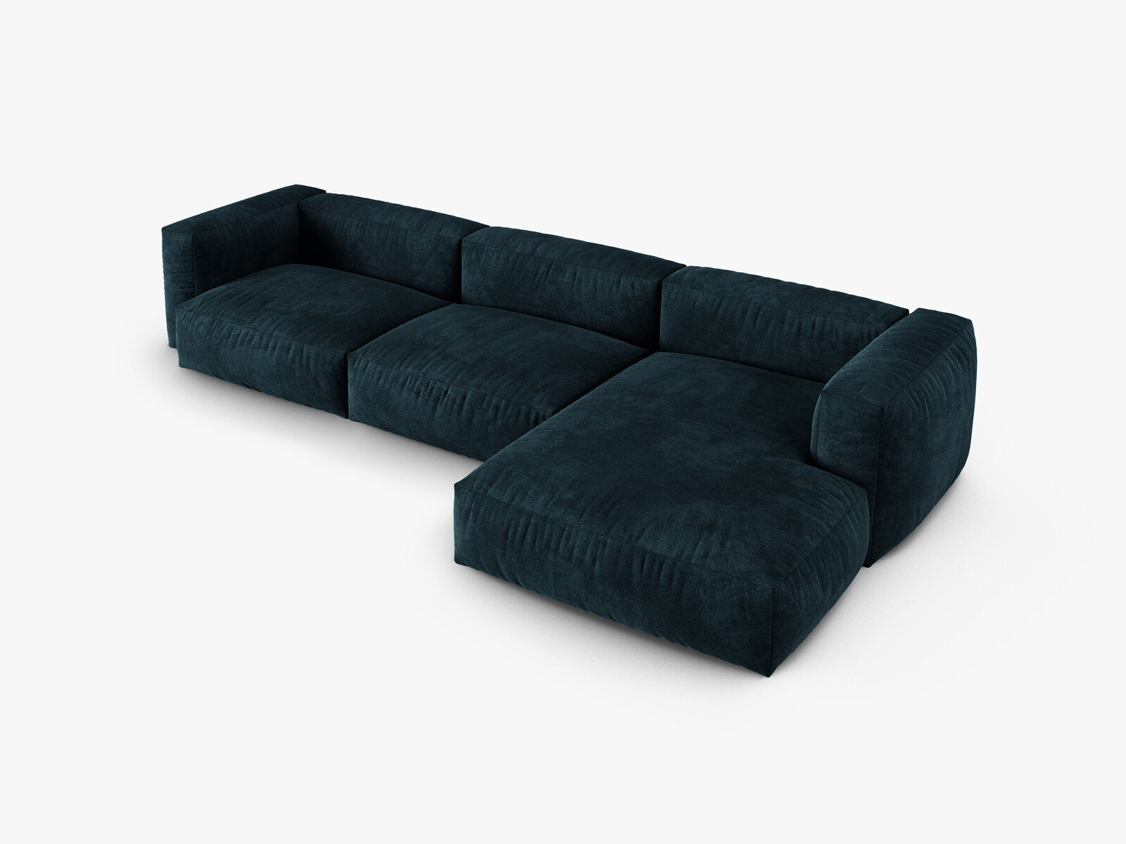 Micadoni Ecksofa Martina 3-Sitzer 90cm Sitztiefe Rechts Samt Vogue Dunkel Petrol