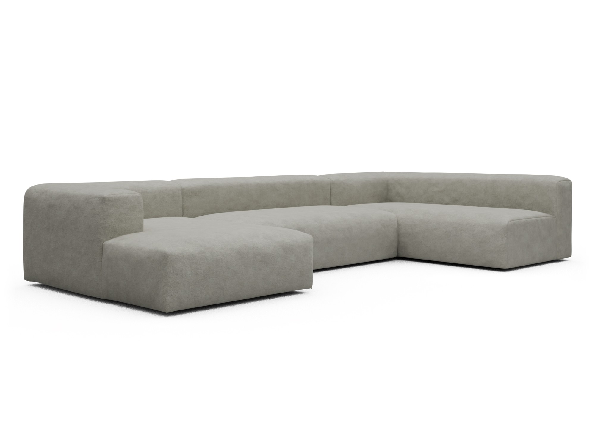 Skandi Home Wohnlandschaft Fred Chaiselongue links mit 2-Sitzer und lange Armlehne rechts Carreno-Moon-Stone-White moebelfaktor