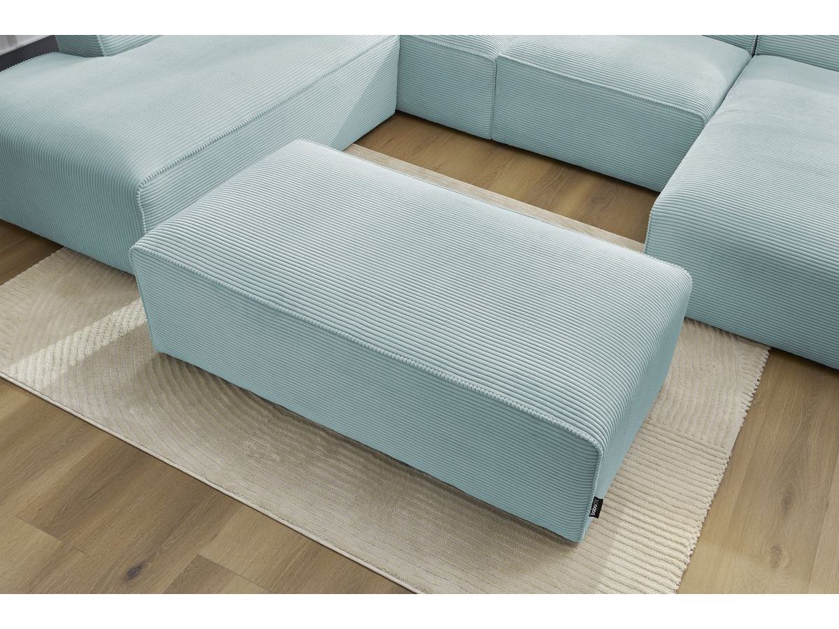 Bobochic Megeve Wohnlandschaft mit Pouf Cordsamt Hellblau Ecke rechts