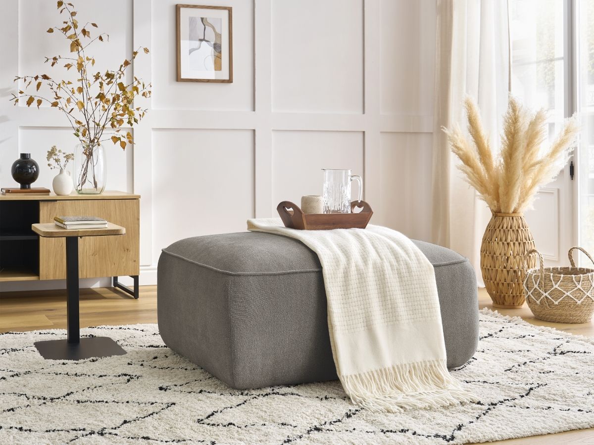 Bobochic Zephyr Pouf Strukturstoff Taupe