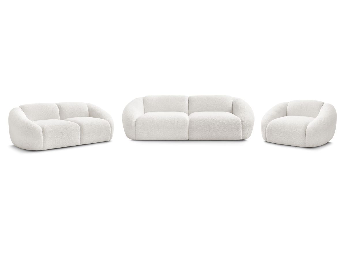 Bobochic Tina Sofa 6-Sitzer Bouclé-Stoff Weiß
