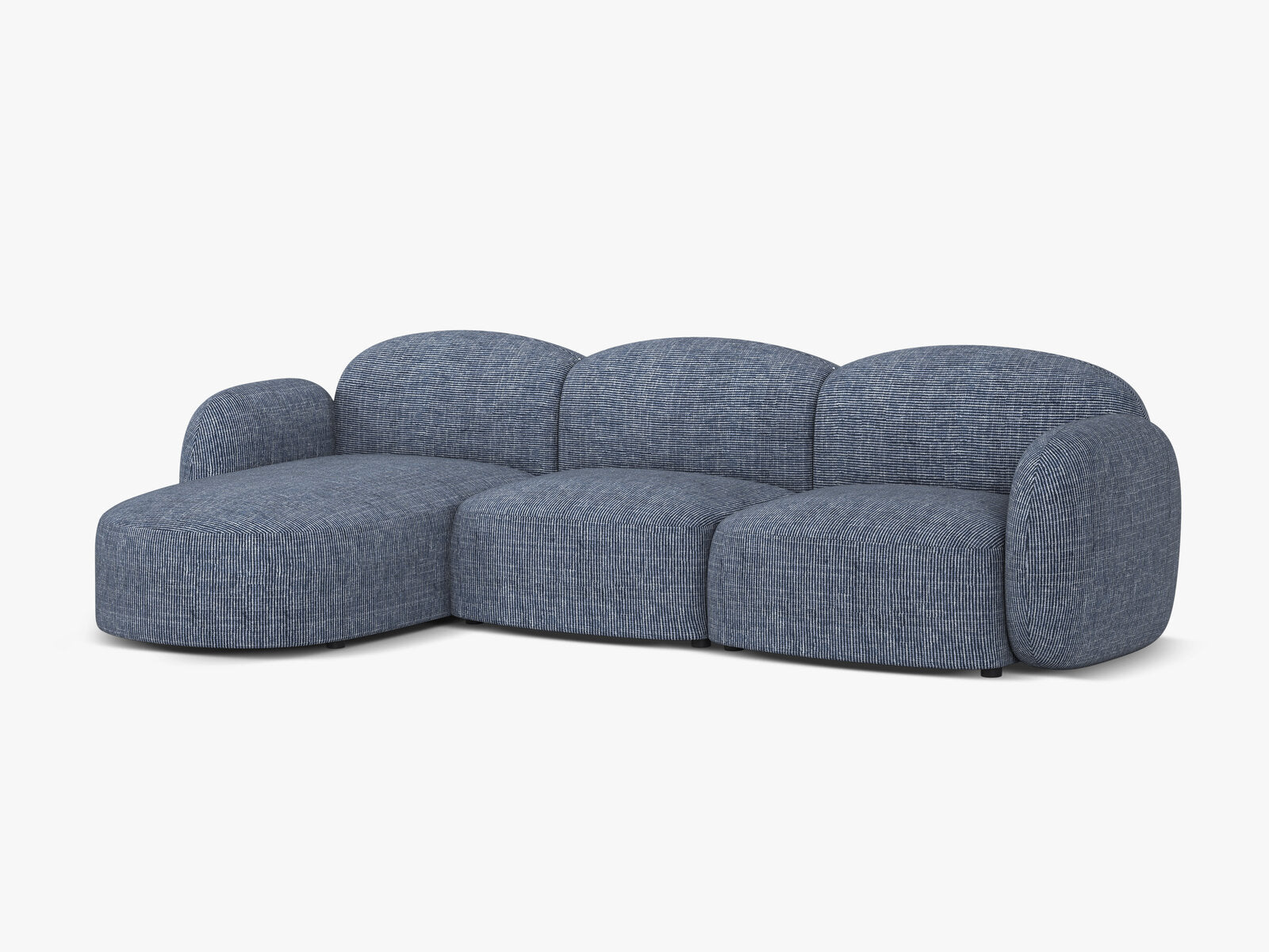 Micadoni Ecksofa Blair 4-Sitzer Links Strukturierter Stoff Baltimore Blau Melange