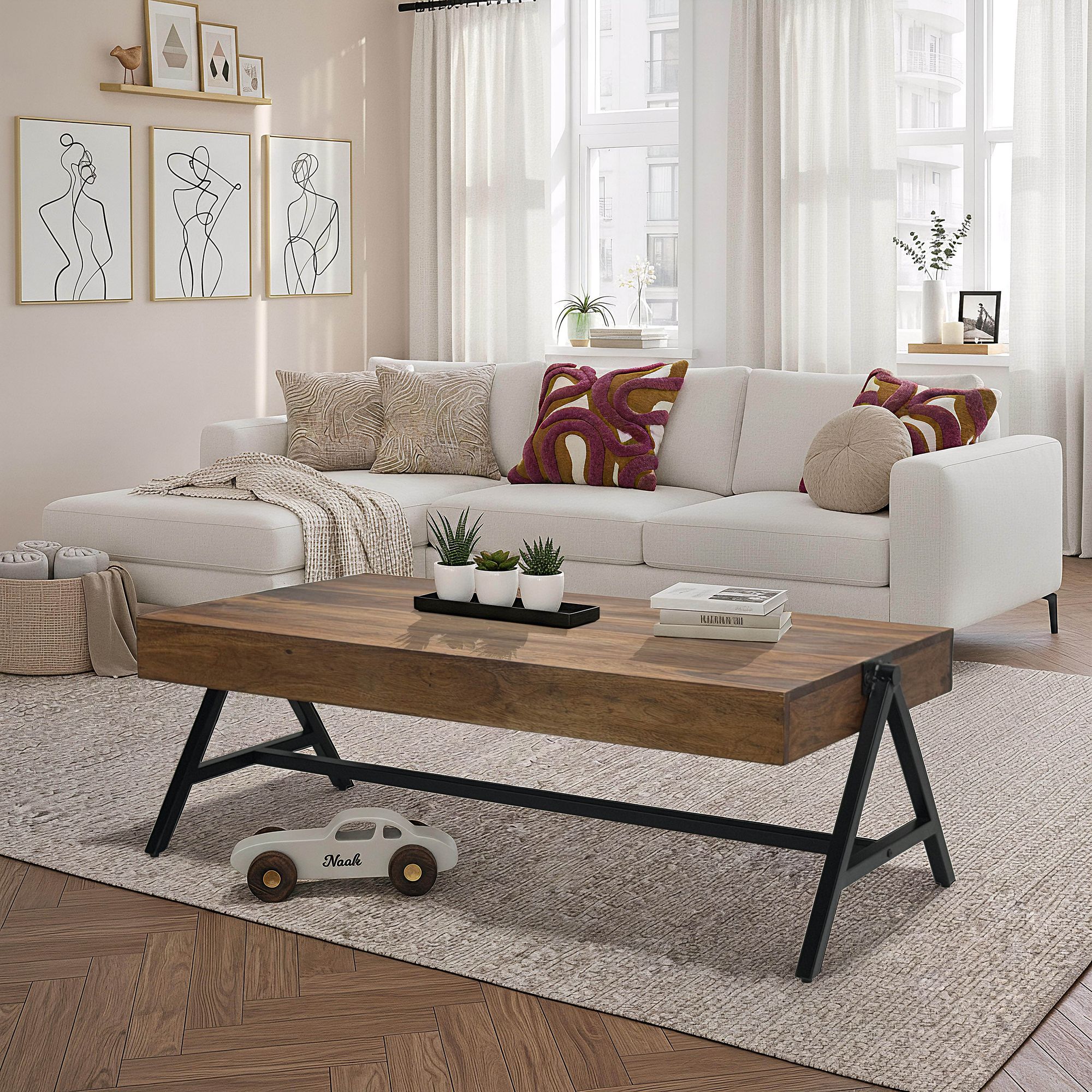 Couchtisch Nordkapp Sheesham Massivholz 120 × 60 × 40 cm
