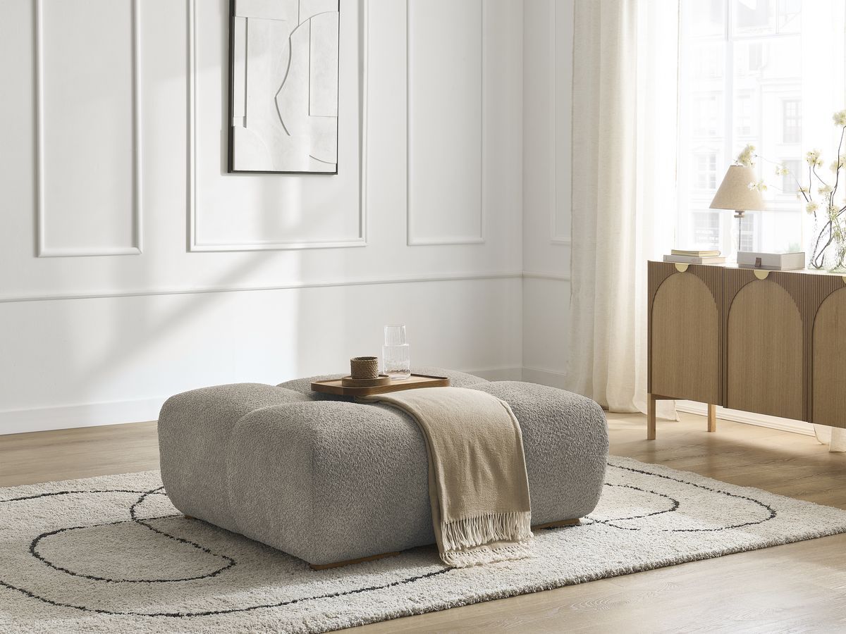 Bobochic Anakin Pouf Bouclé-Stoff Taupe