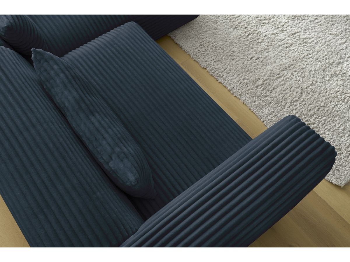 Bobochic Harry Ecksofa Breitcord weich Dunkelblau Ecke rechts