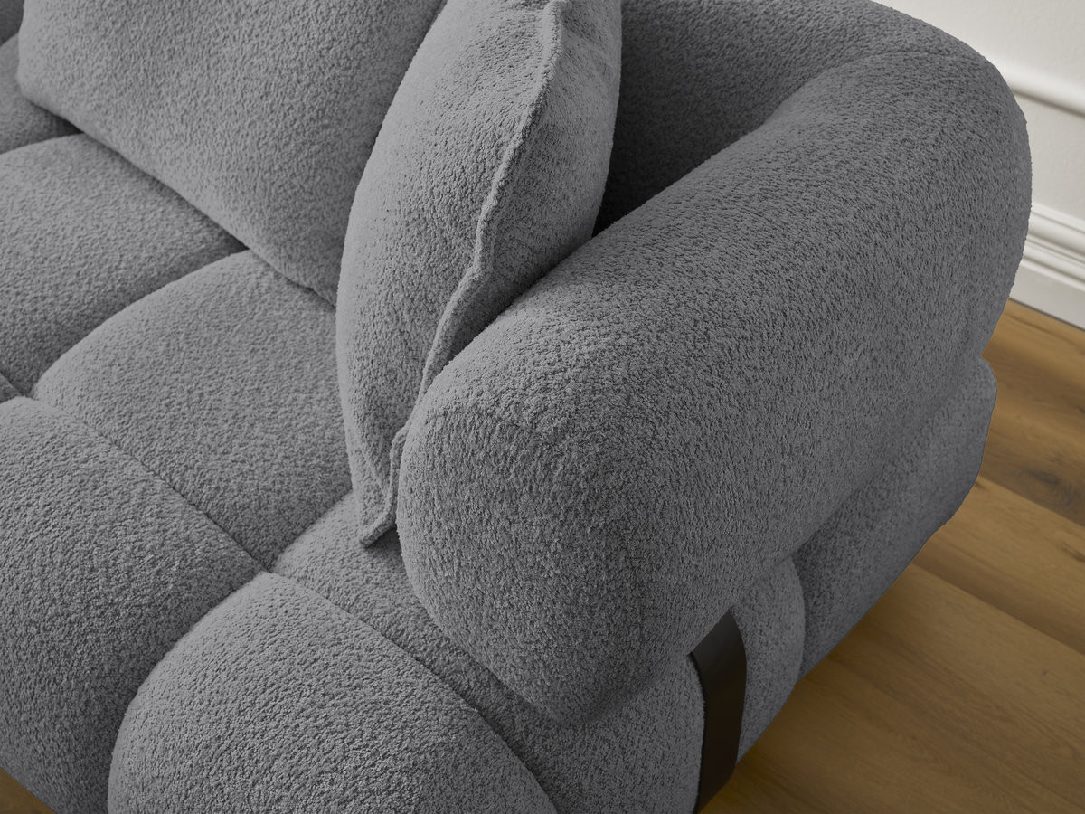 Bobochic Alya Ecksofa Bouclé-Stoff Dunkelgrau Ecke links