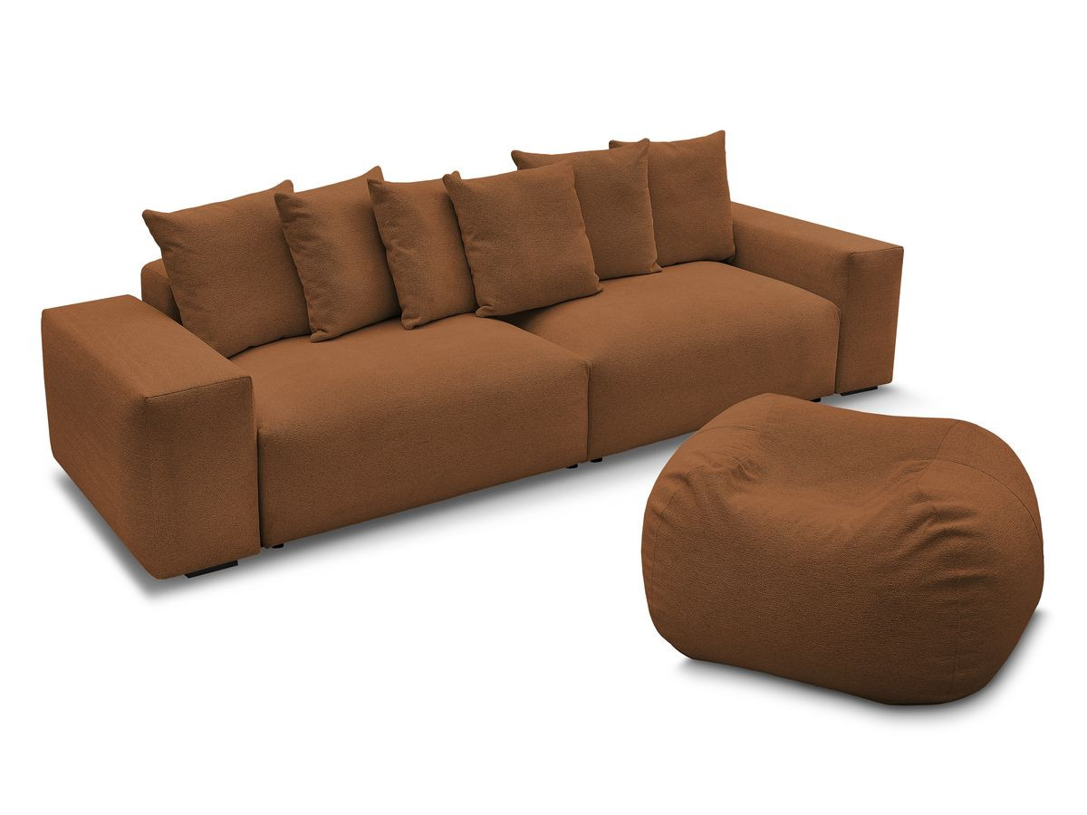 Bobochic Voltaire Sofa 5-Sitzer mit Pouf Melange-Stoff Orange