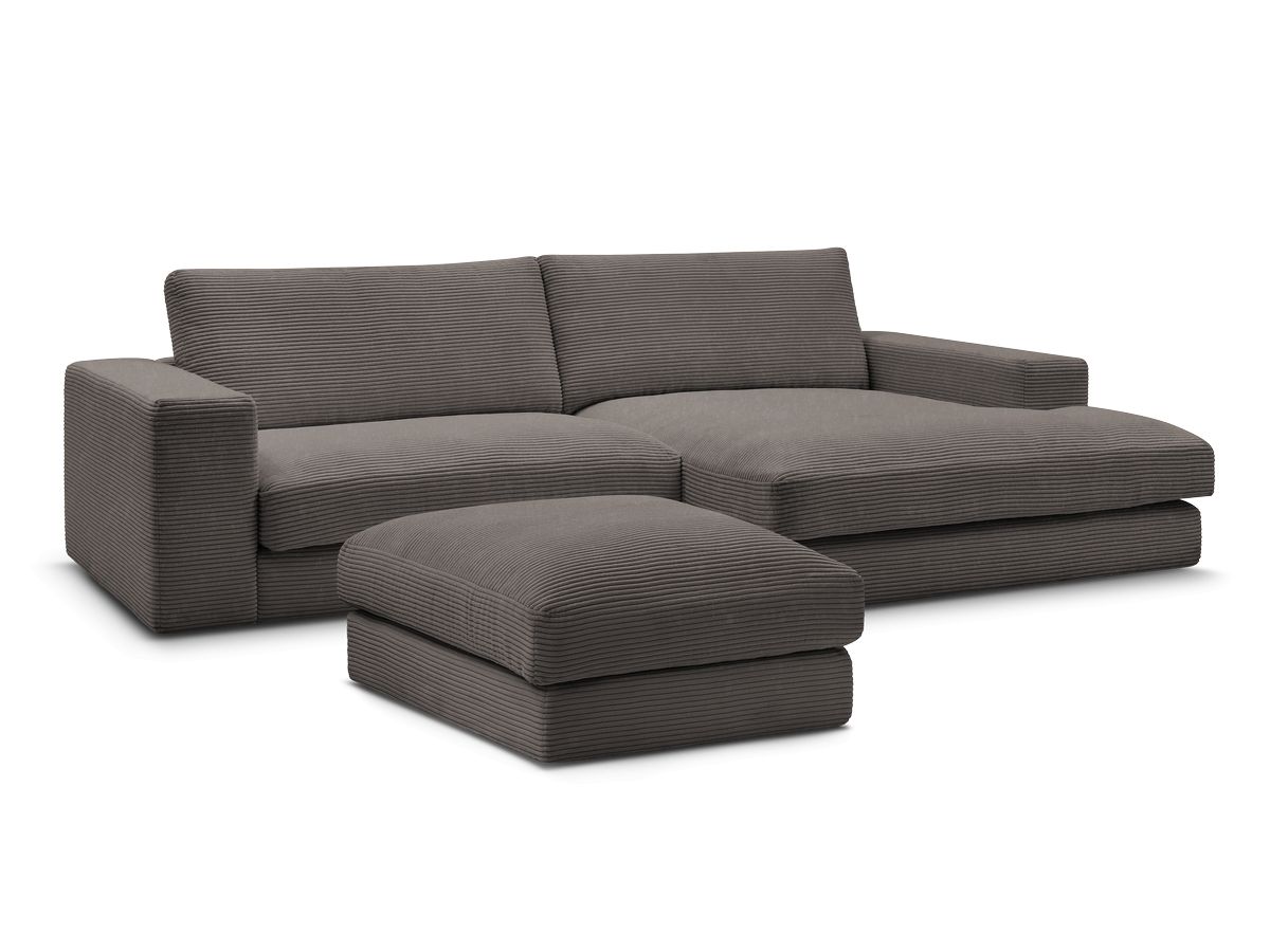 Bobochic Leonard Ecksofa mit Pouf 274 × 159 cm Cordsamt Braun Ecke rechts