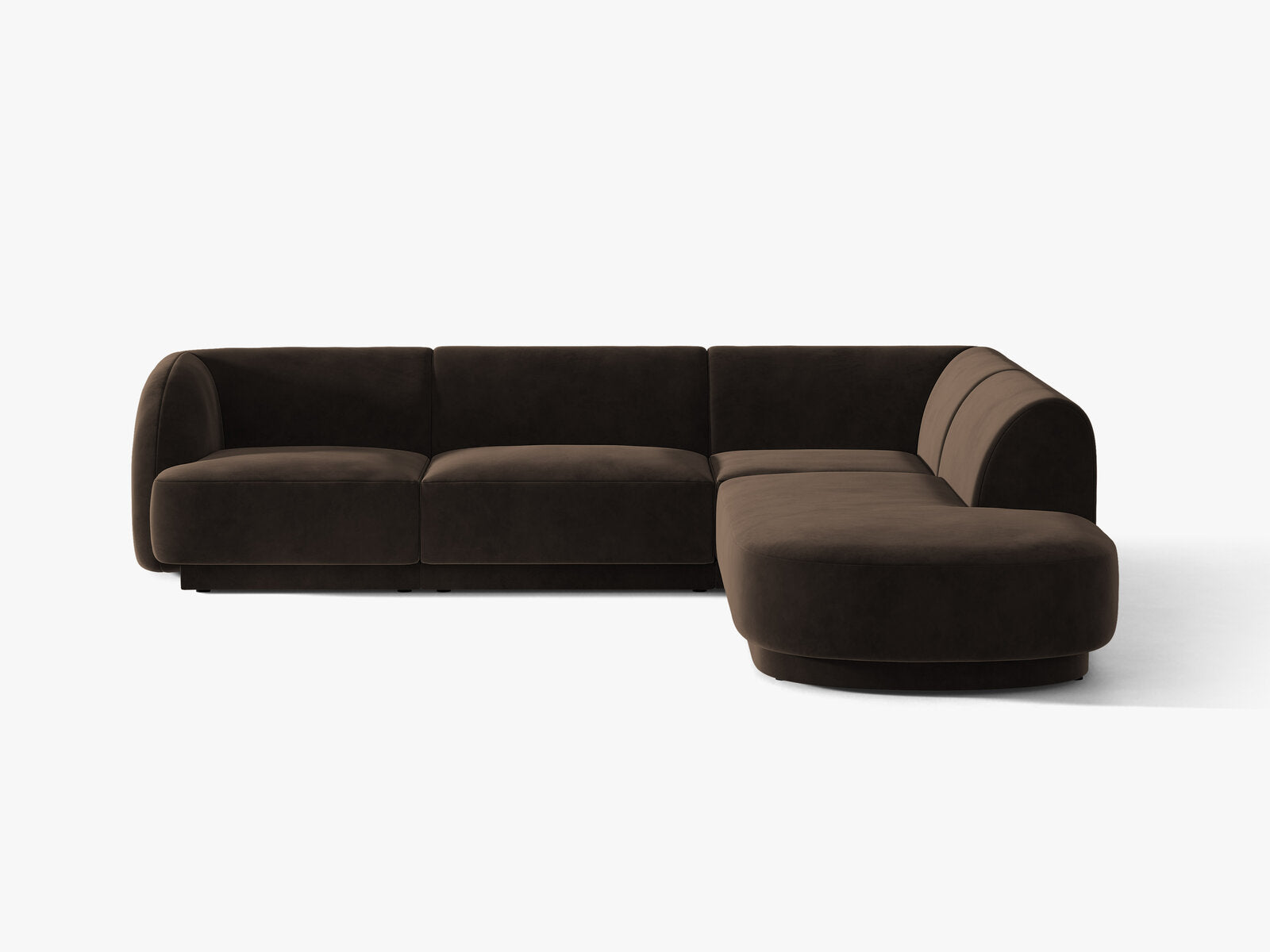 Micadoni Ecksofa Miley 6-Sitzer Samt Bluvel Dunkelbraun Rechts