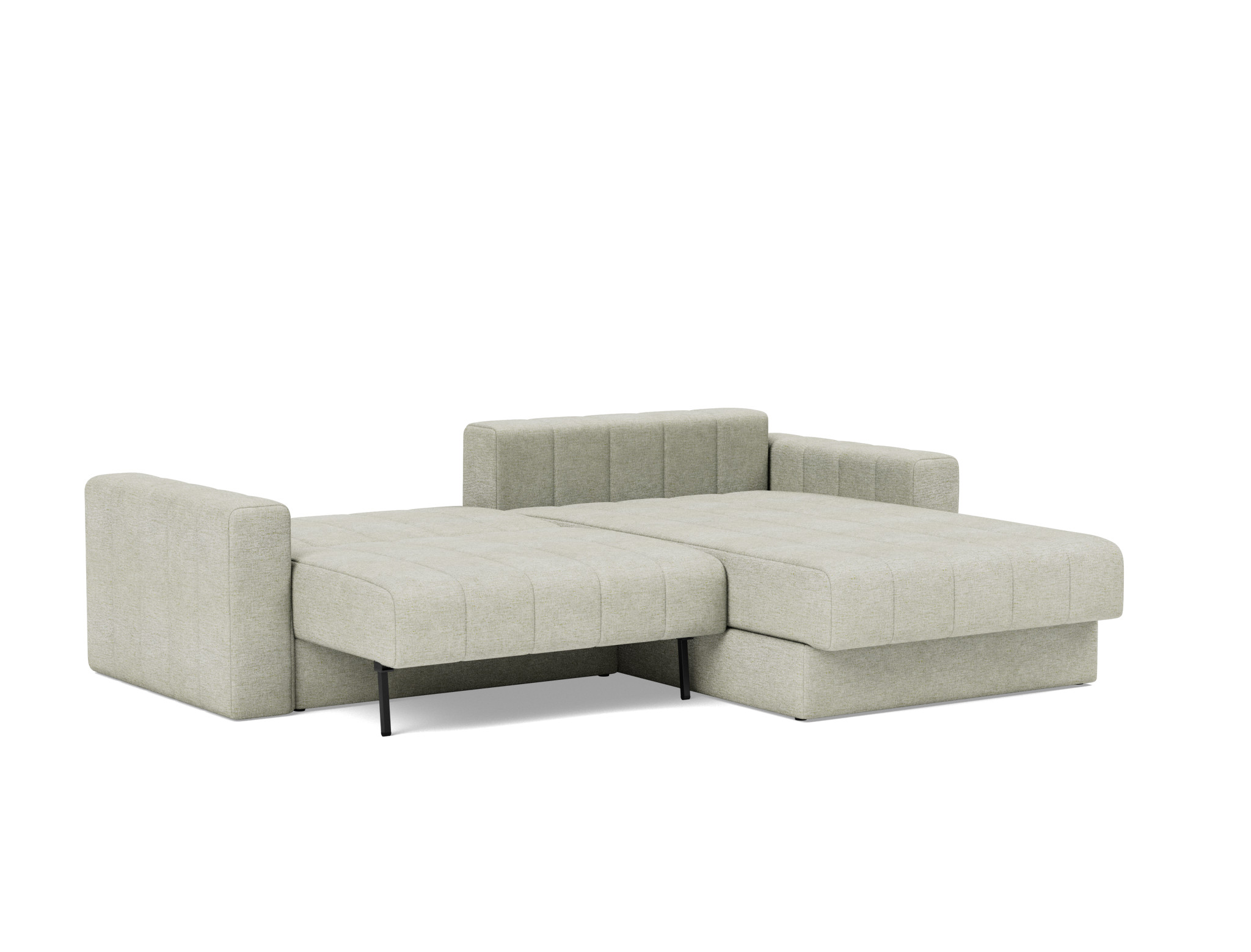 Schlafsofa Akello mit Chaiselongue und Armlehnen Flachgewebe Avella 280-Sand
