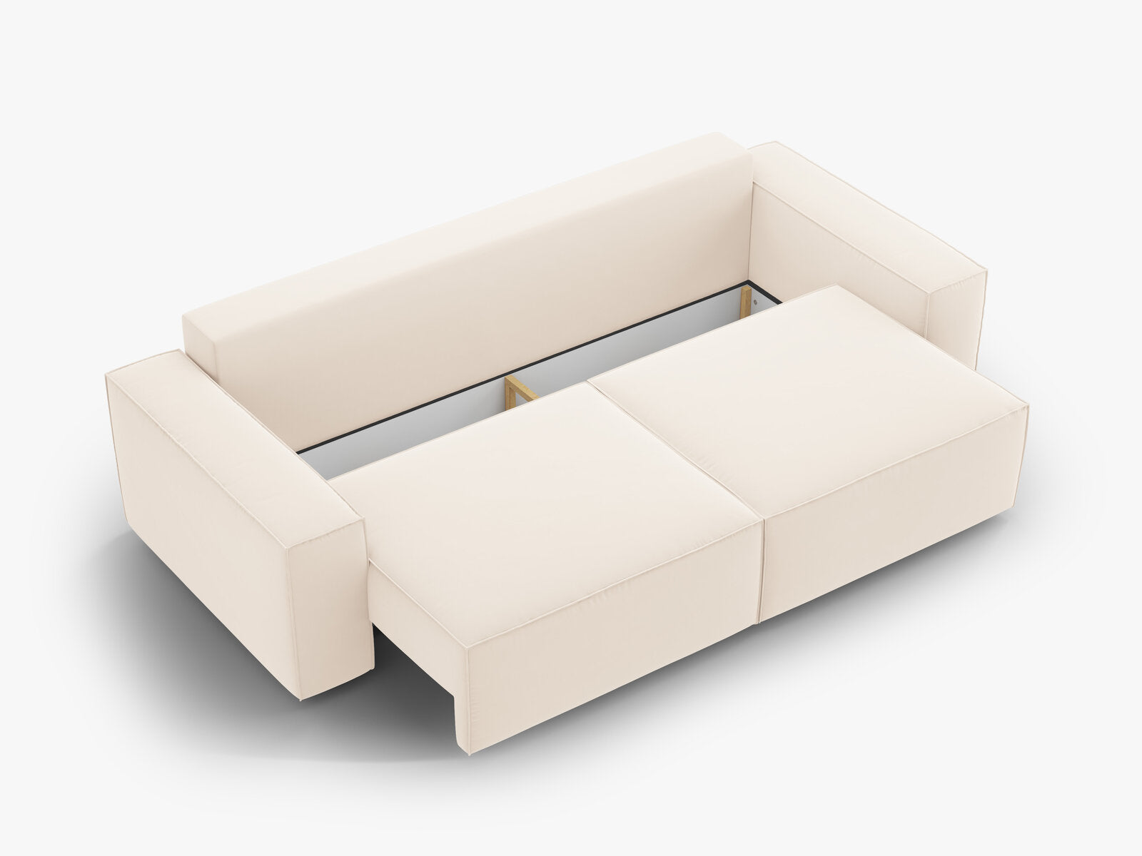 Micadoni Schlafsofa Jodie 3-Sitzer Samt Helles Beige