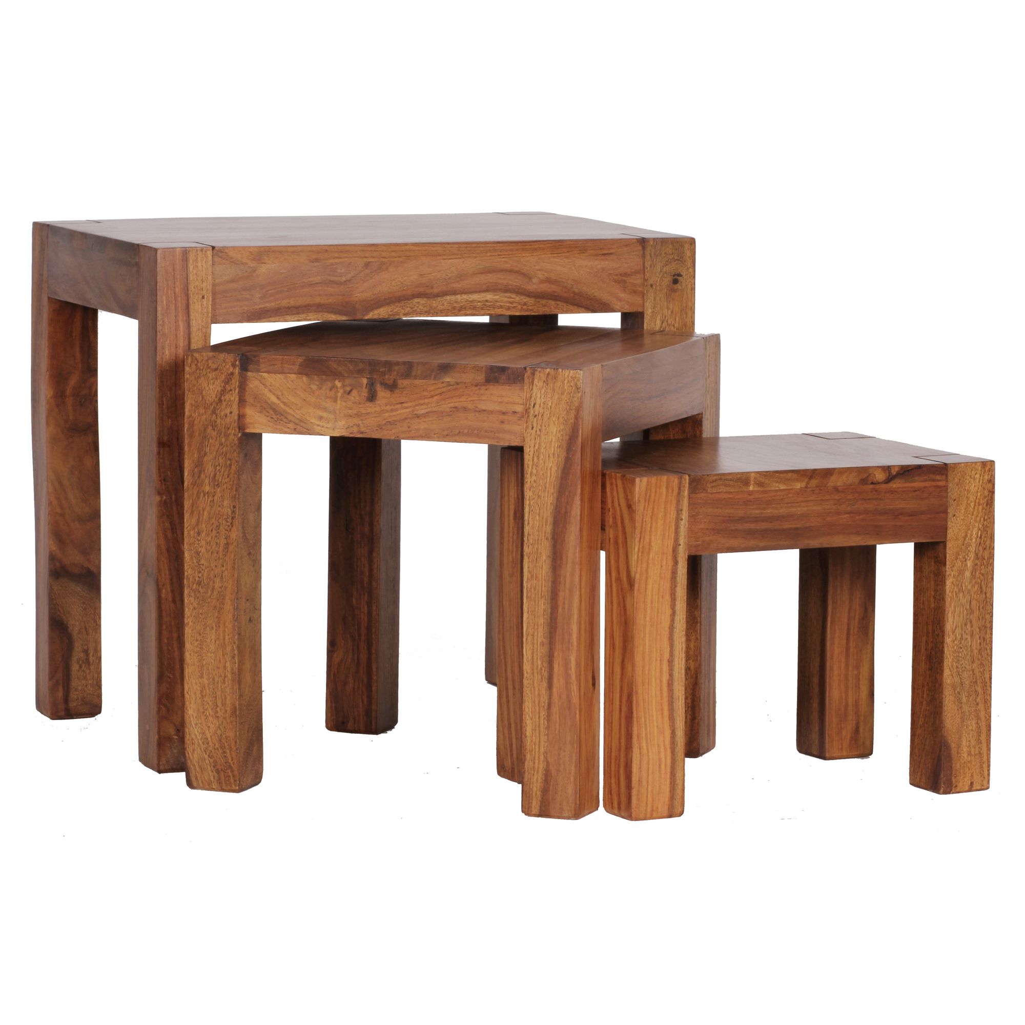 Satztisch 3er-Set Bjugn Massivholz Dunkelbraun