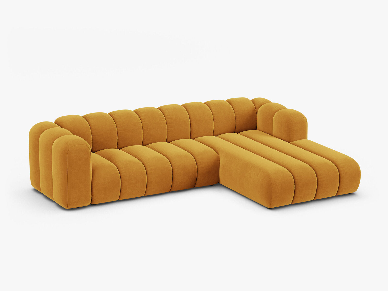 Micadoni Modulares Ecksofa Lupine 4-Sitzer Samt Venus Gelb Rechts