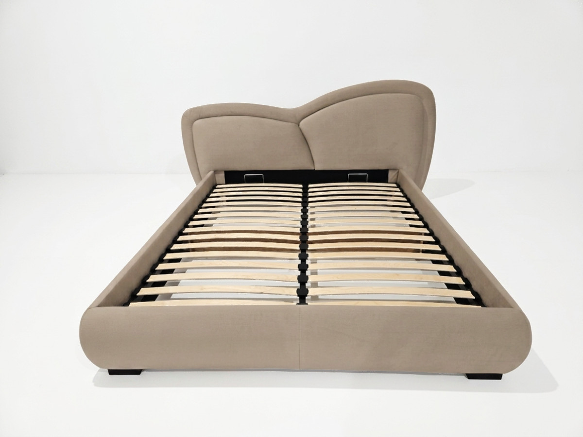 Bobochic Daniela Polsterbett Samt Taupe, Liegefläche 140 × 190 cm