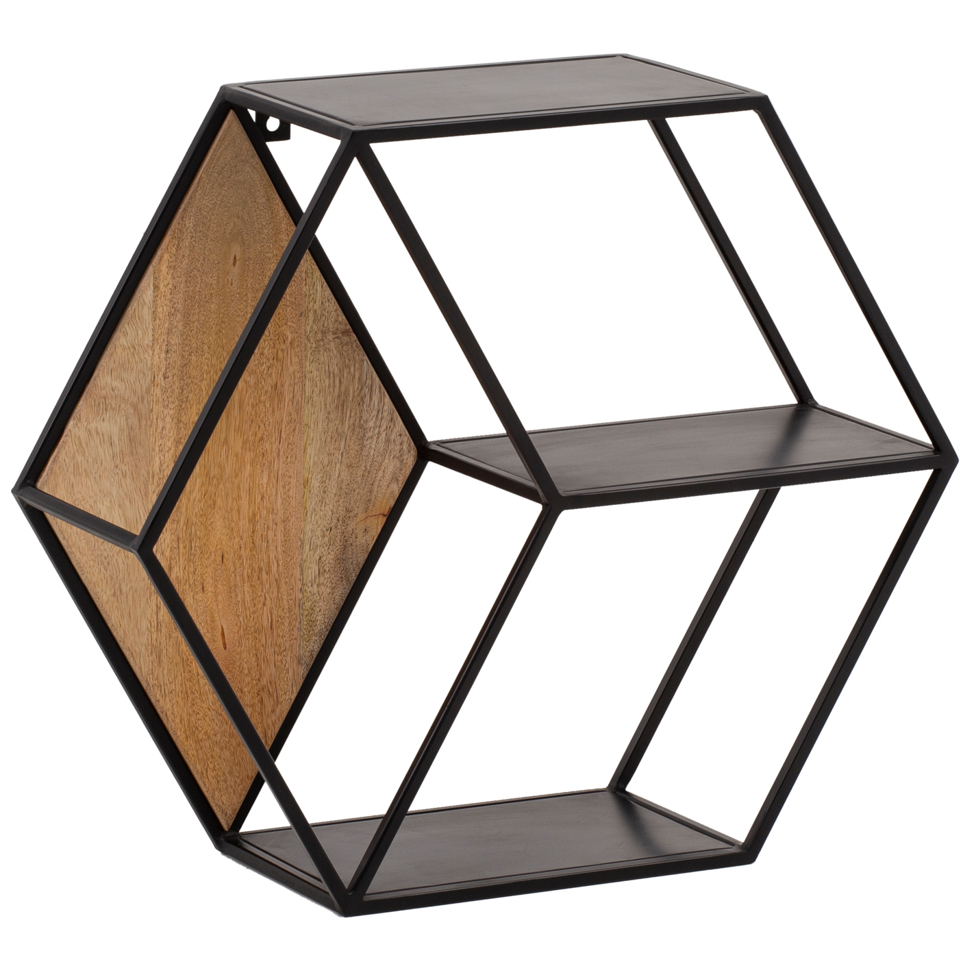 Wandregal Borkenes Mango Massivholz Schwarz 60 × 20 × 52 cm