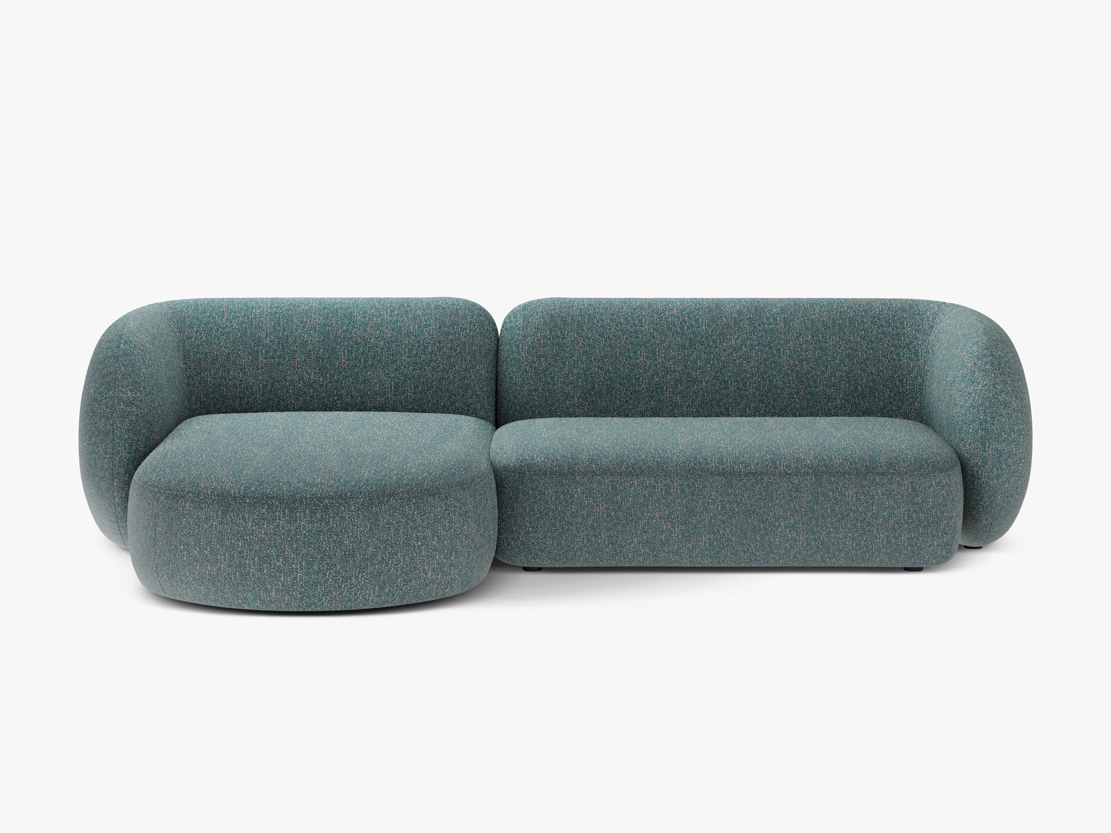 Micadoni Ecksofa Kate 3-Sitzer Links Strukturierter Stoff Blau Melange