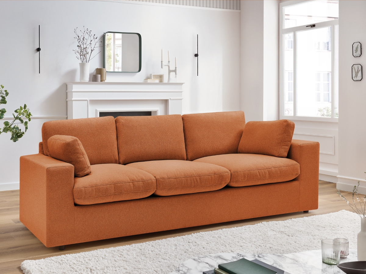Bobochic Belair Sofa 3-Sitzer 220 × 93 cm Stoff Orange