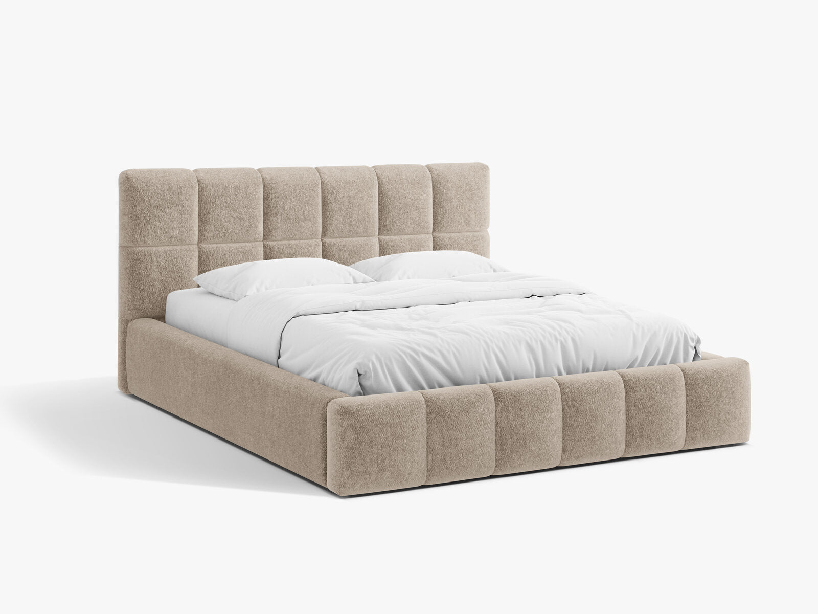 Micadoni Stauraumbett mit Kopfteil Bellis Chenille Eden Dunkelbeige