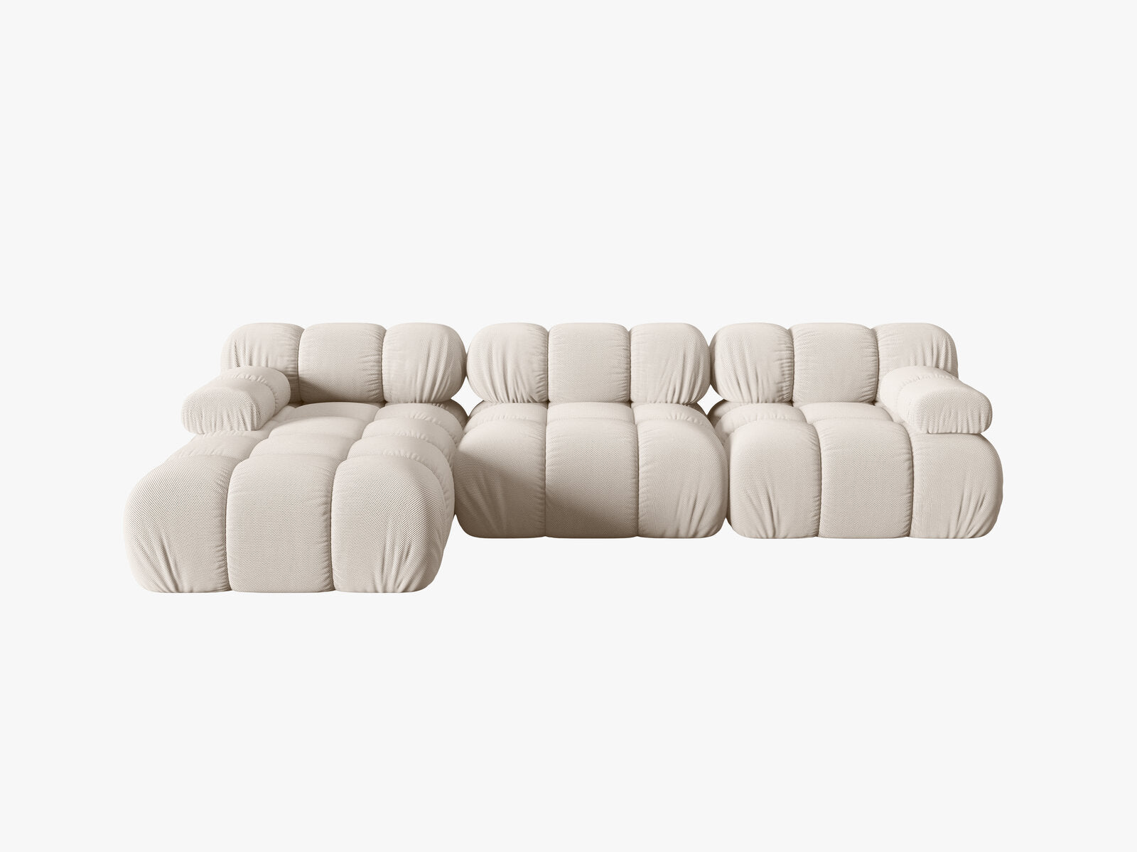 Micadoni Modulares Ecksofa Bellis 4-Sitzer Links 3D-Stoff Sonic Helles Beige
