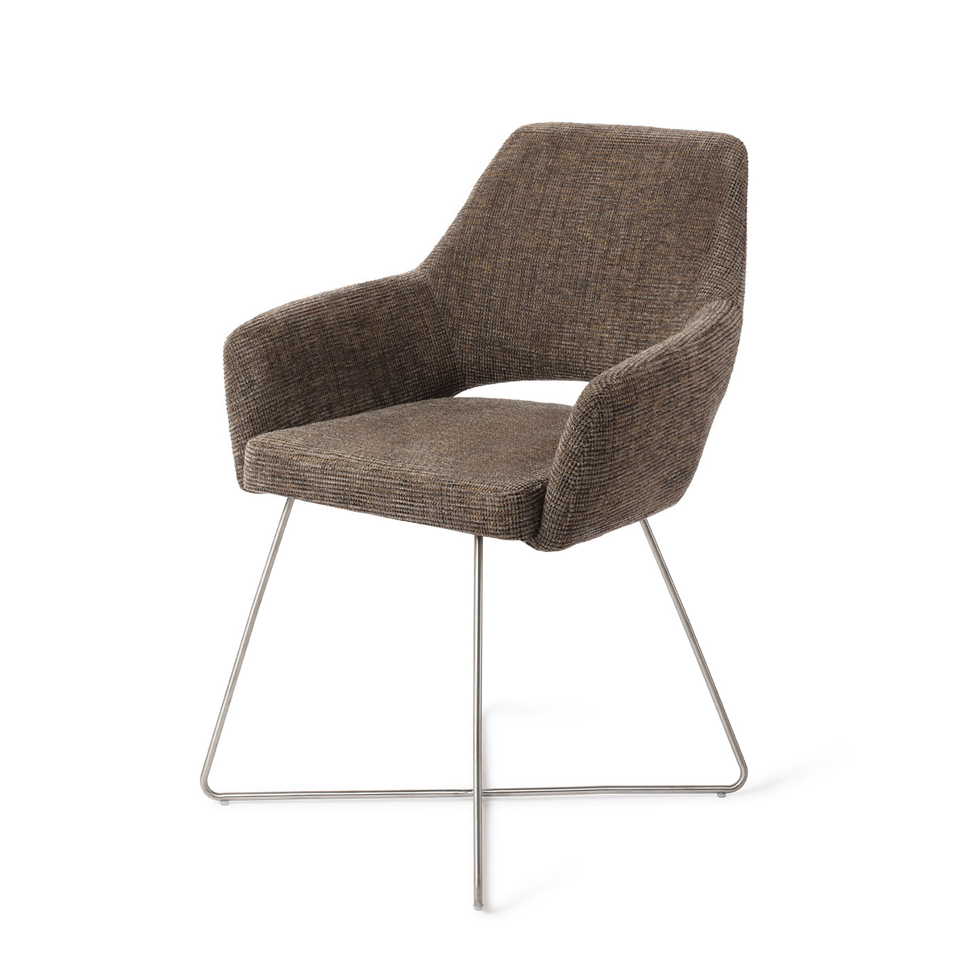 Jesper Home Esszimmerstuhl Yanai Checked Chestnut Cross Stahl