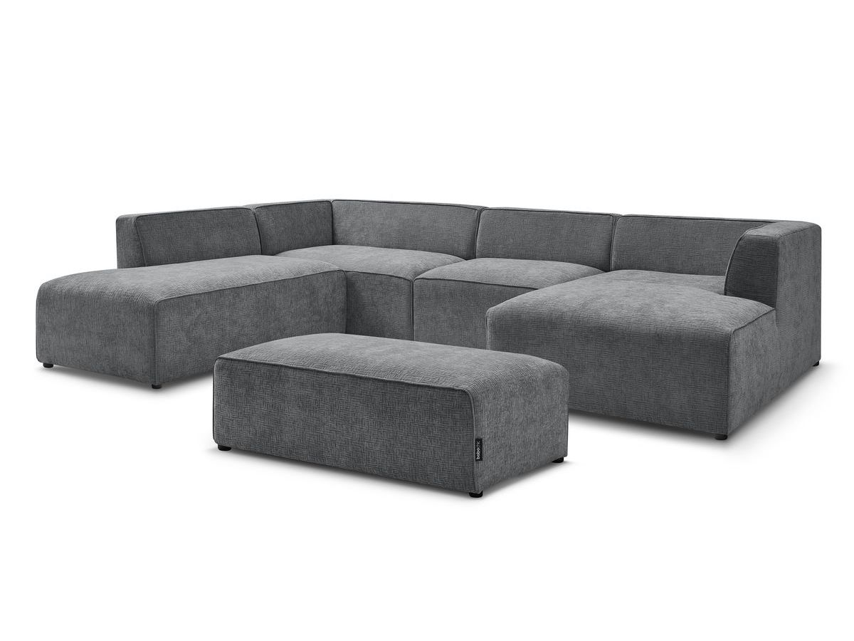 Bobochic Megeve Wohnlandschaft mit Pouf Strukturstoff Dunkelgrau Ecke rechts