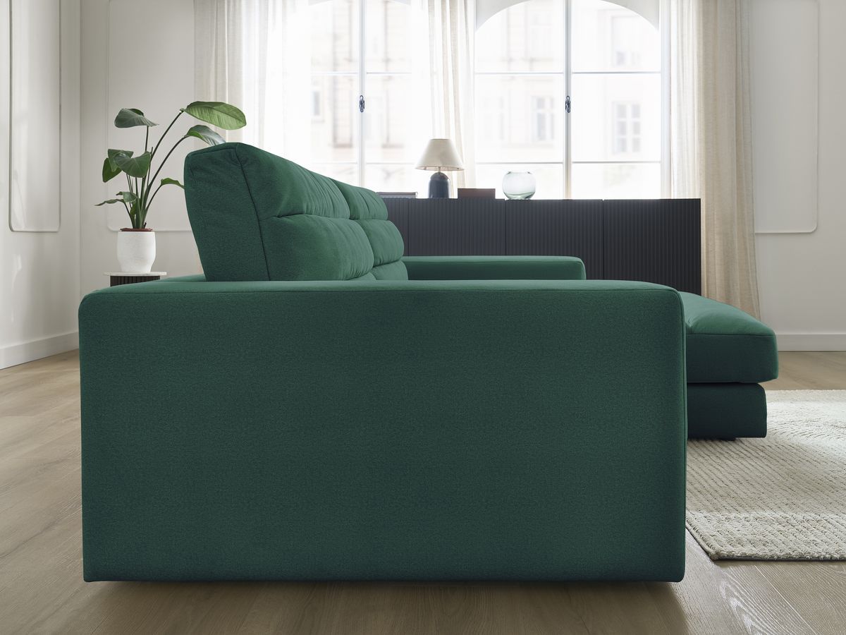 Bobochic Sierra Ecksofa Samt Dunkelgrün Ecke rechts