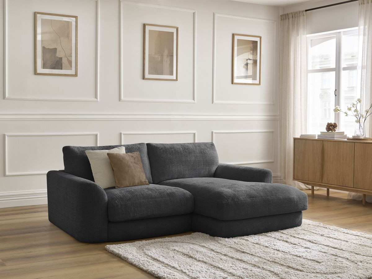 Bobochic Leonore Ecksofa Strukturstoff Schwarz Ecke rechts
