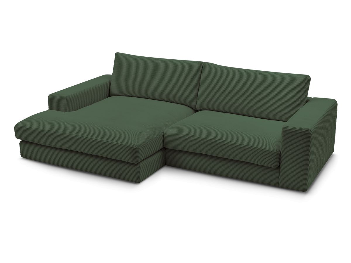 Bobochic Leonard Ecksofa 234 × 159 cm Cordsamt Dunkelgrün Ecke links