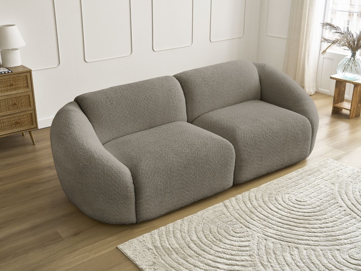 Bobochic Tina Sofa 3-Sitzer Bouclé-Stoff Taupe