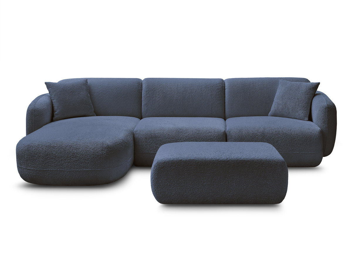 Bobochic Anda Ecksofa mit Pouf 292 × 163 cm Chenille Dunkelblau Ecke links