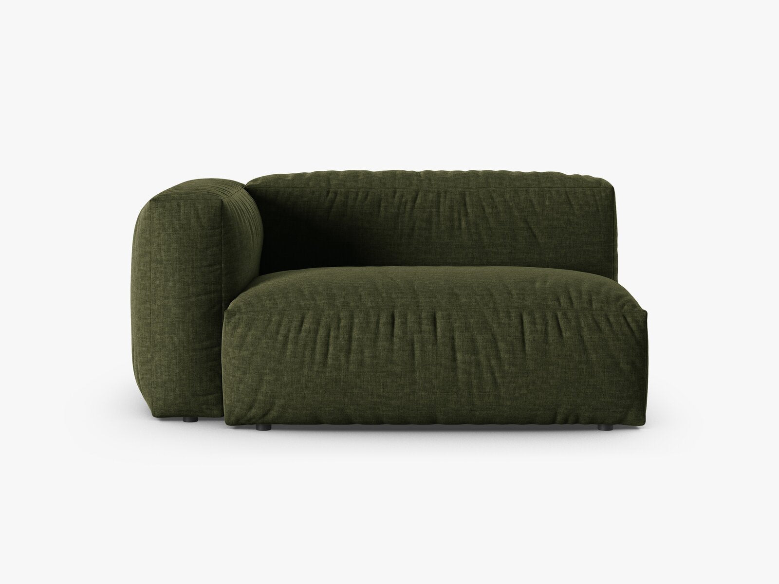 Micadoni Eckmodul mit Armlehne Martina 1-Sitzer Groß 90cm Sitztiefe Links Strukturierter Stoff Boston Grün