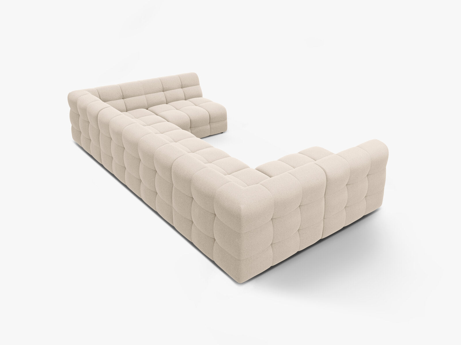 Micadoni Panorama-Sofa Kendal 7-Sitzer Strukturierter Stoff Beige