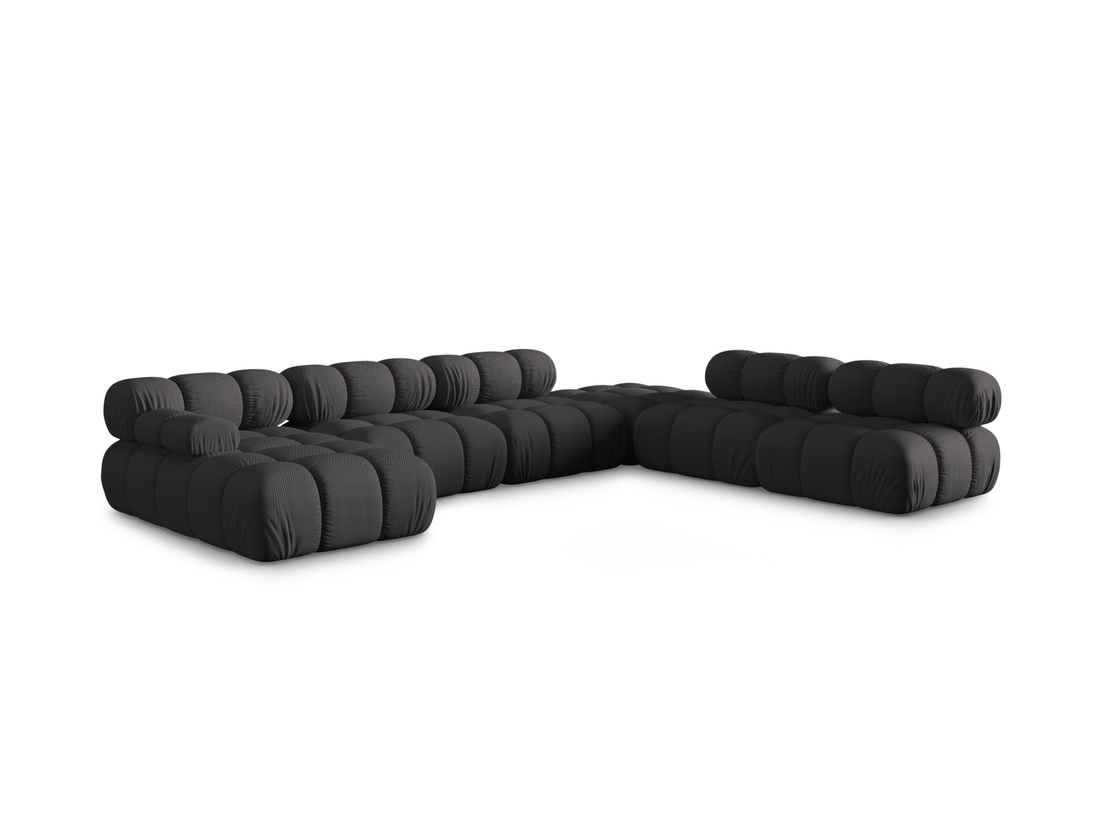Micadoni Modulares Panorama Ecksofa Bellis 7-Sitzer Rechts 3D-Stoff Sonic Espresso