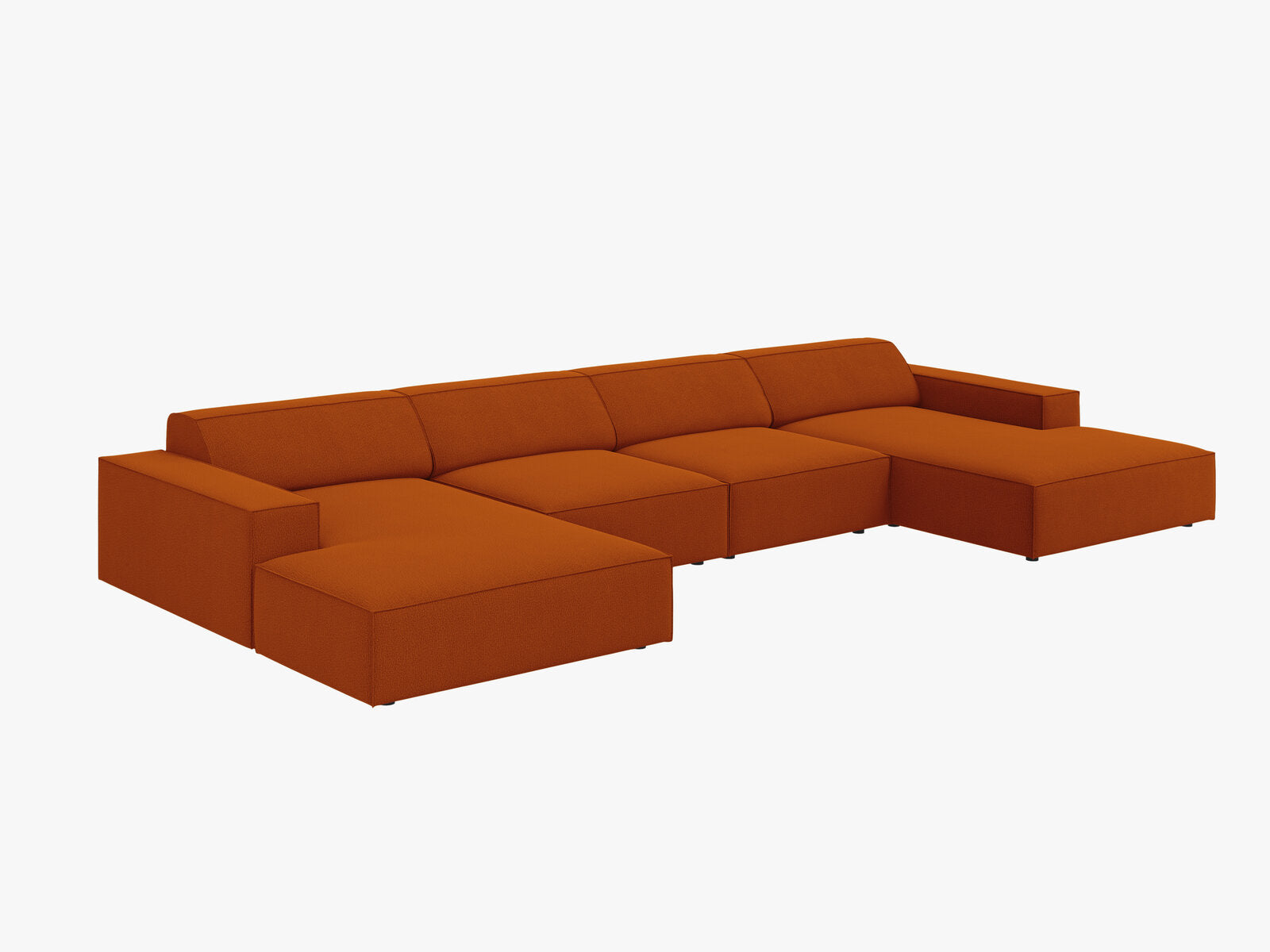 Micadoni Panorama-Sofa Jodie 6-Sitzer Strukturierter Stoff Megan Terrakotta
